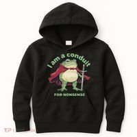 I Am A Conduit For Nonsense Funny Frog Kids Hoodie thumb 0