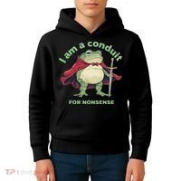 I Am A Conduit For Nonsense Funny Frog Kids Hoodie thumb 4