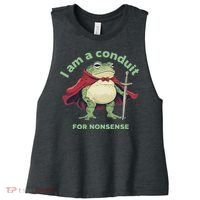 I Am A Conduit For Nonsense Funny Frog Women's Racerback Cropped Tank thumb 0