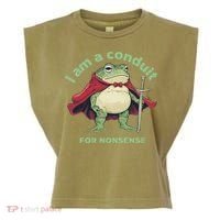 I Am A Conduit For Nonsense Funny Frog Garment-Dyed Women's Muscle Tee thumb 0
