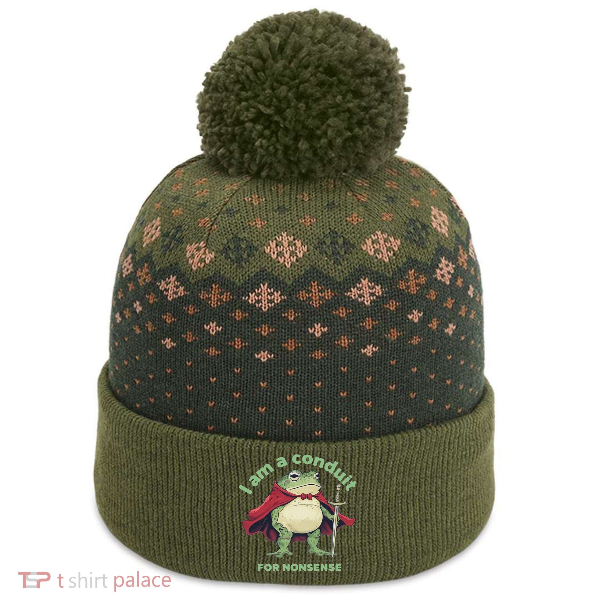 I Am A Conduit For Nonsense Funny Frog The Baniff Cuffed Pom Beanie