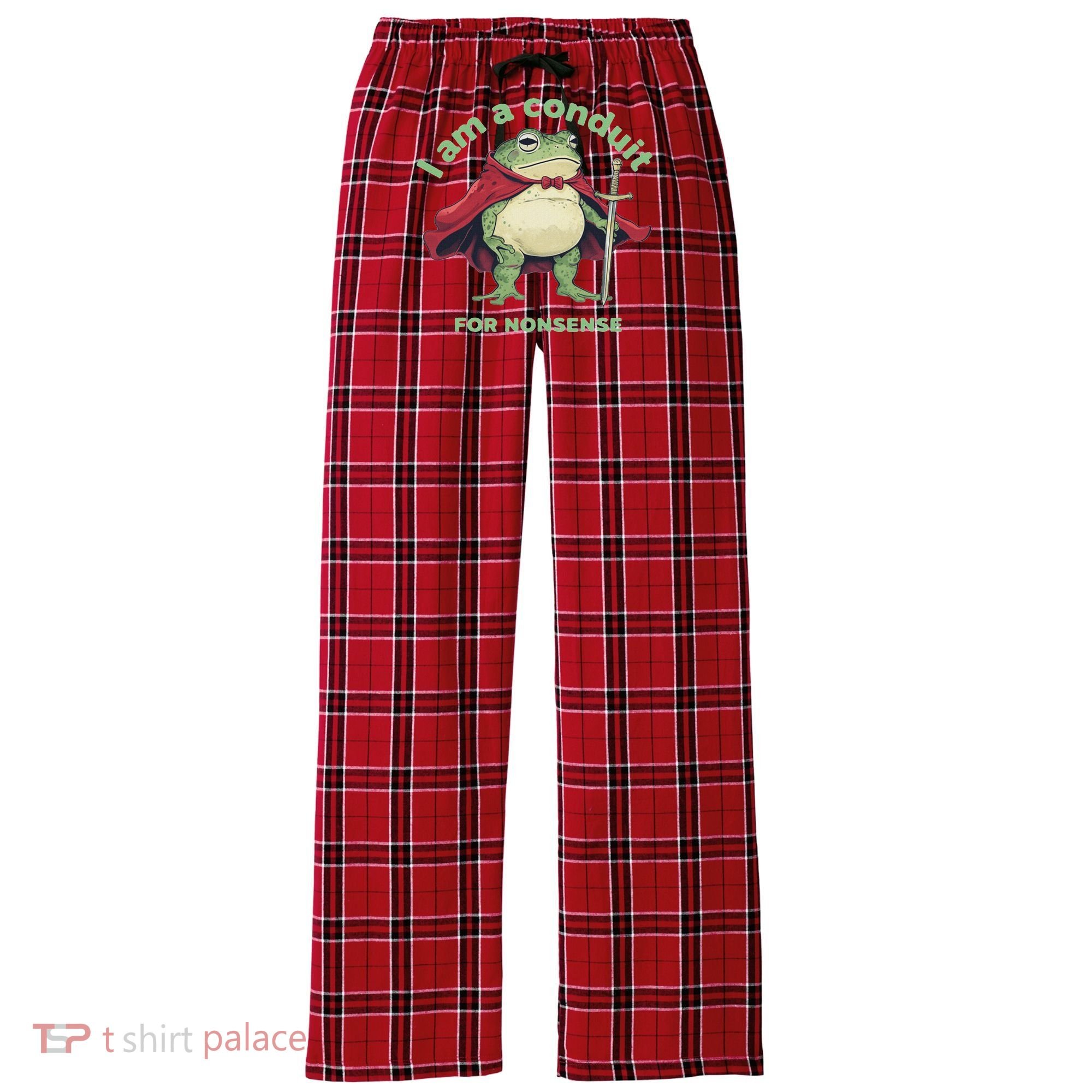 I Am A Conduit For Nonsense Funny Frog Women's Flannel Plaid Pajama Pants