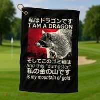 I Am A Dragon And This Dumpster Is My Mountain Gf Gold Gift Golf Towel thumb 1