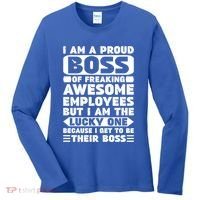 I Am A Proud Boss Of Freaking Awesome Employees Funny Gift Women's Long Sleeve Shirt thumb 0