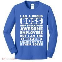 I Am A Proud Boss Of Freaking Awesome Employees Funny Gift Kids Long Sleeve Shirt thumb 0