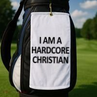 I Am A Hardcore Christian Funny Golf Towel thumb 2
