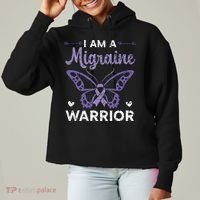 I Am A Migraine Warrior Headache Migraine Awareness Ladies Heavyweight Boxy Pullover Hoodie thumb 0