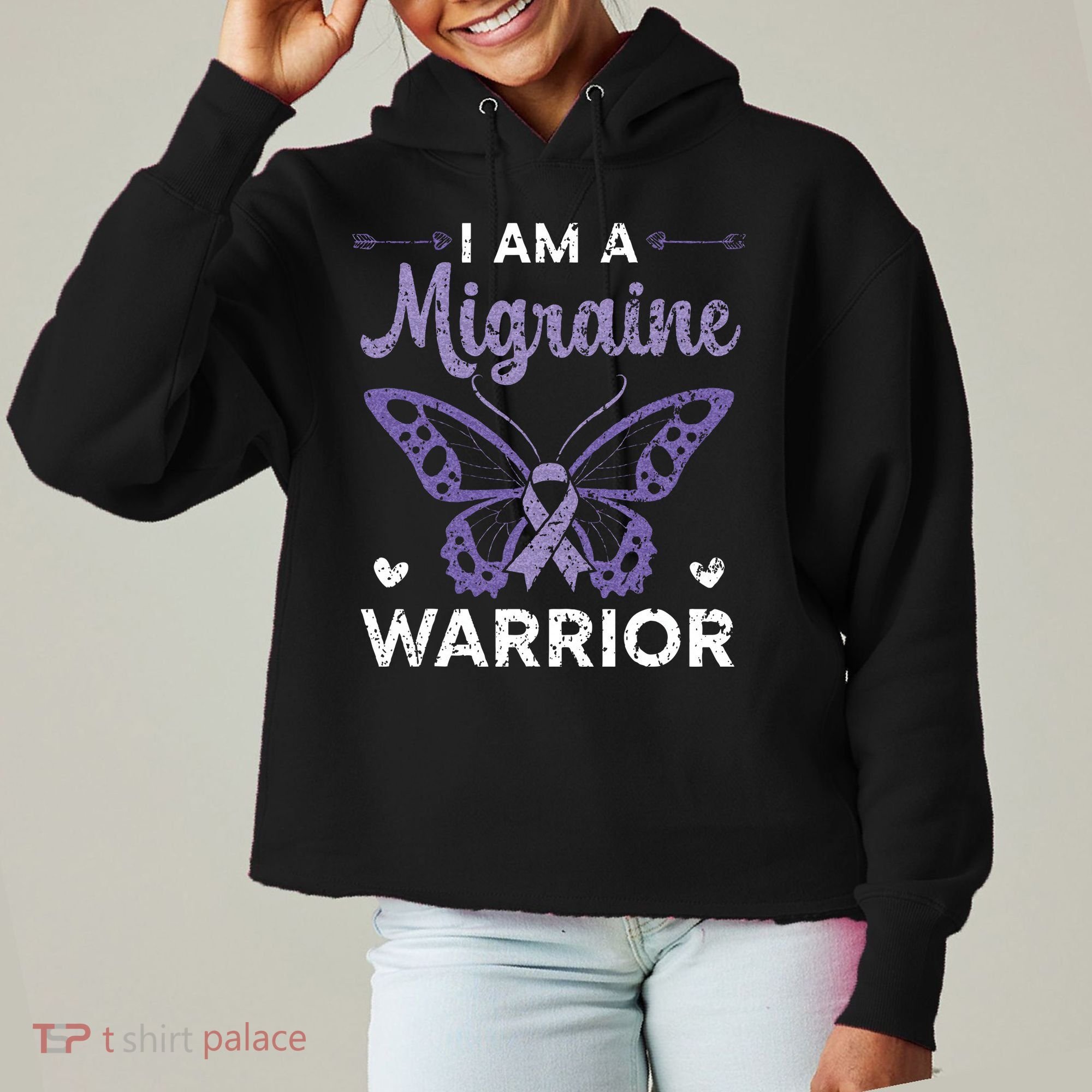 I Am A Migraine Warrior Headache Migraine Awareness Ladies Heavyweight Boxy Pullover Hoodie