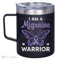 I Am A Migraine Warrior Headache Migraine Awareness 12oz Stainless Steel Coffee Mug thumb 2