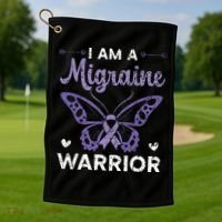 I Am A Migraine Warrior Headache Migraine Awareness Golf Towel thumb 1