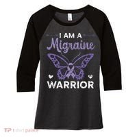 I Am A Migraine Warrior Headache Migraine Awareness Women's Tri-Blend 3/4-Sleeve Raglan Shirt thumb 0