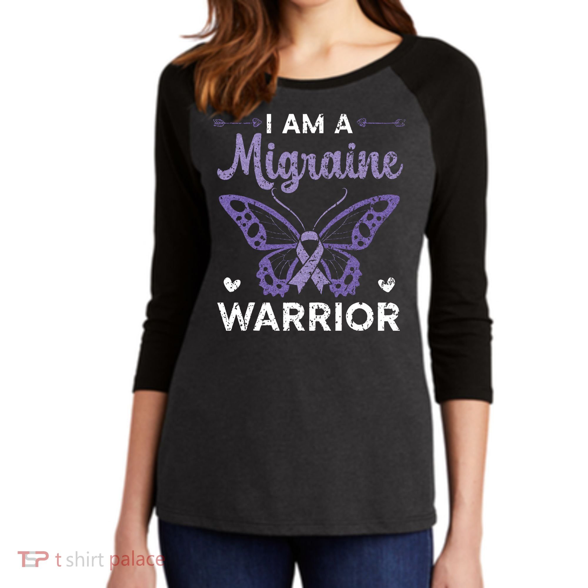I Am A Migraine Warrior Headache Migraine Awareness Women's Tri-Blend 3/4-Sleeve Raglan Shirt