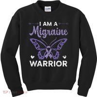 I Am A Migraine Warrior Headache Migraine Awareness Kids Sweatshirt thumb 0