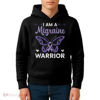 I Am A Migraine Warrior Headache Migraine Awareness Kids Hoodie thumb 4
