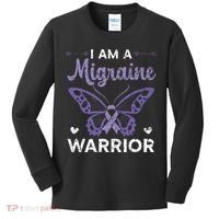 I Am A Migraine Warrior Headache Migraine Awareness Kids Long Sleeve Shirt thumb 0
