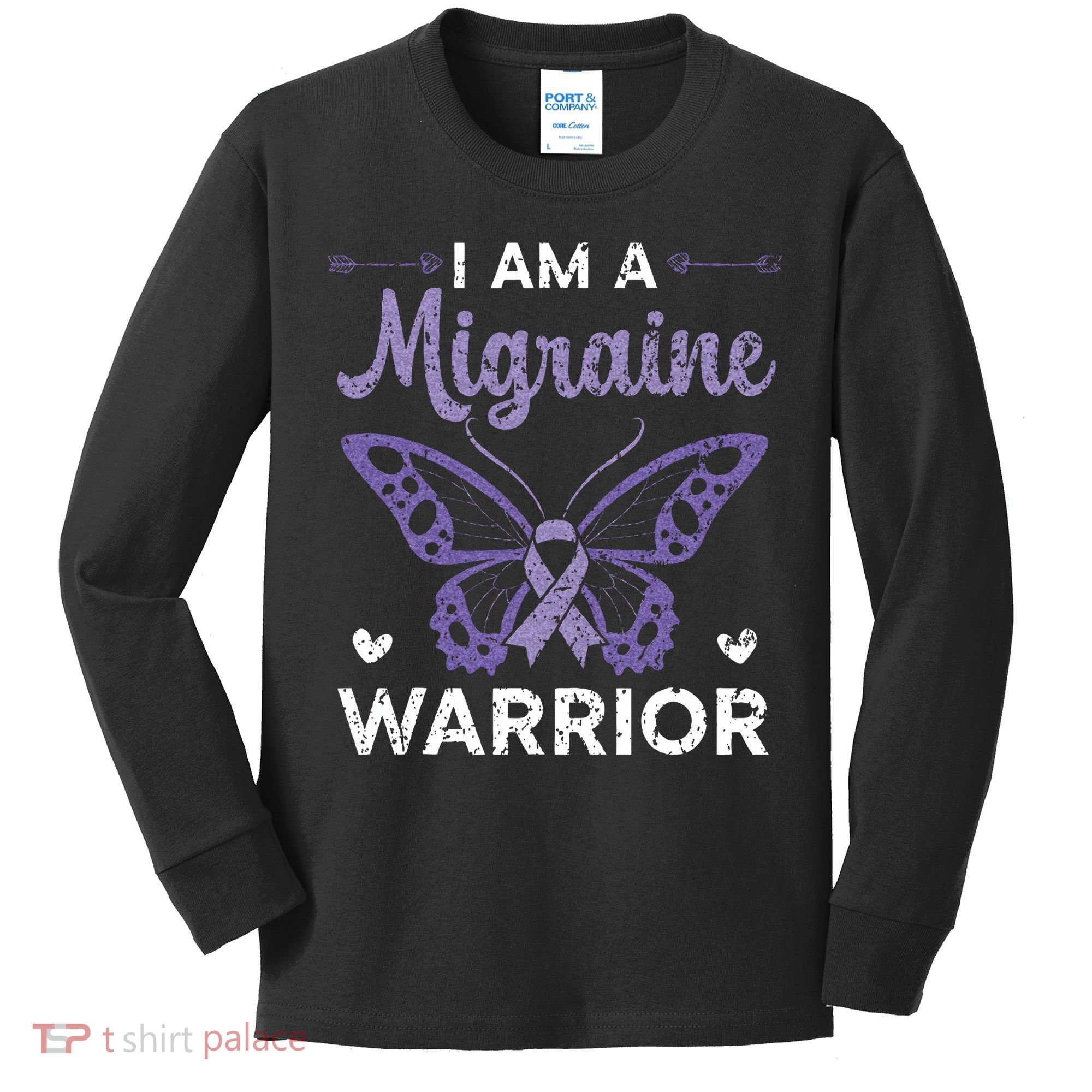 I Am A Migraine Warrior Headache Migraine Awareness Kids Long Sleeve Shirt