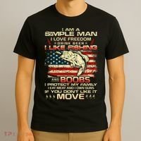 I Am A Simple Man I Love Freedom Drink Beer I Like Fishing and Boobs T-Shirt thumb 3