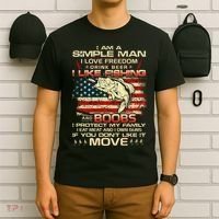 I Am A Simple Man I Love Freedom Drink Beer I Like Fishing and Boobs T-Shirt thumb 6