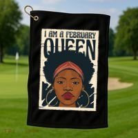 I Am A February Queen Gift For Her Golf Towel thumb 1
