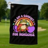 I Am A Conduit For Nonsense Funny Frog Knight Gift Golf Towel thumb 1