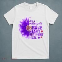 I Am A Military Child Brave Heart Resilient Soul Sunflower T-Shirt thumb 5