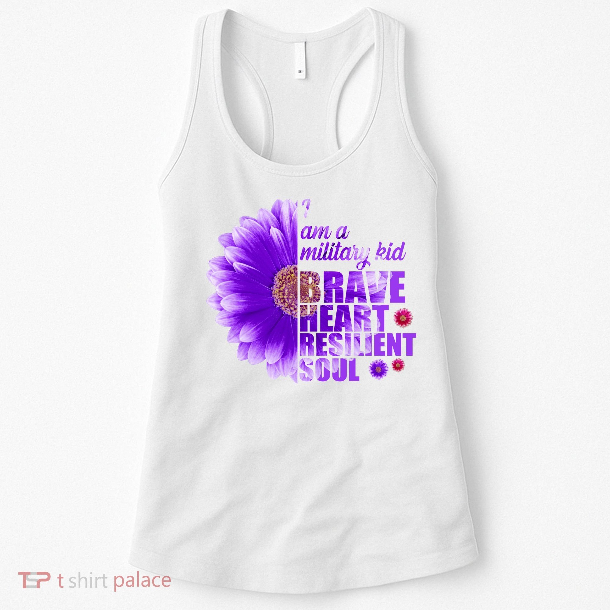 I Am A Military Child Brave Heart Resilient Soul Sunflower Women's Tank Top