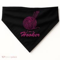 I Am A Hooker Funny Crocheting Crochet Lover Yarn Cool Gift USA-Made Doggie Bandana thumb 0