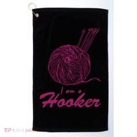 I Am A Hooker Funny Crocheting Crochet Lover Yarn Cool Gift Golf Towel thumb 0