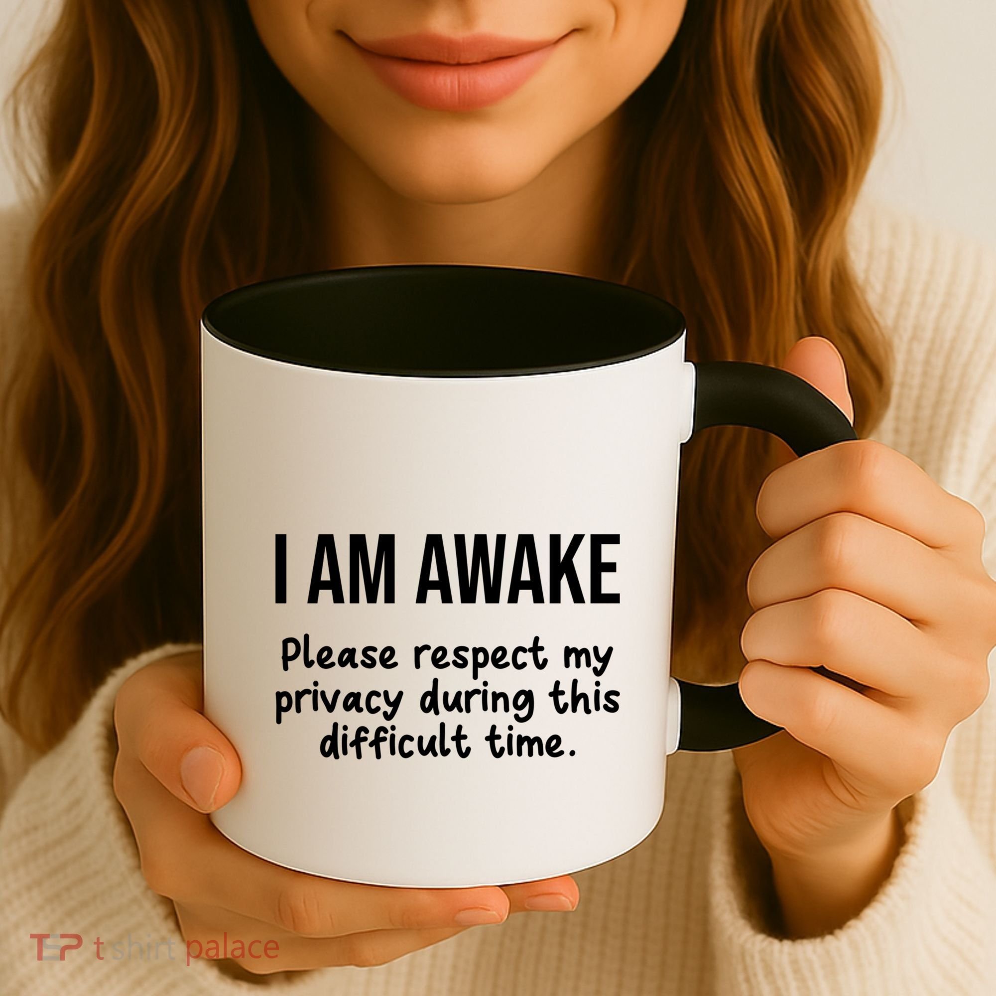 I Am Awake Please Respect My Privacy Funny Sarcastic Ironic Coffee Mug