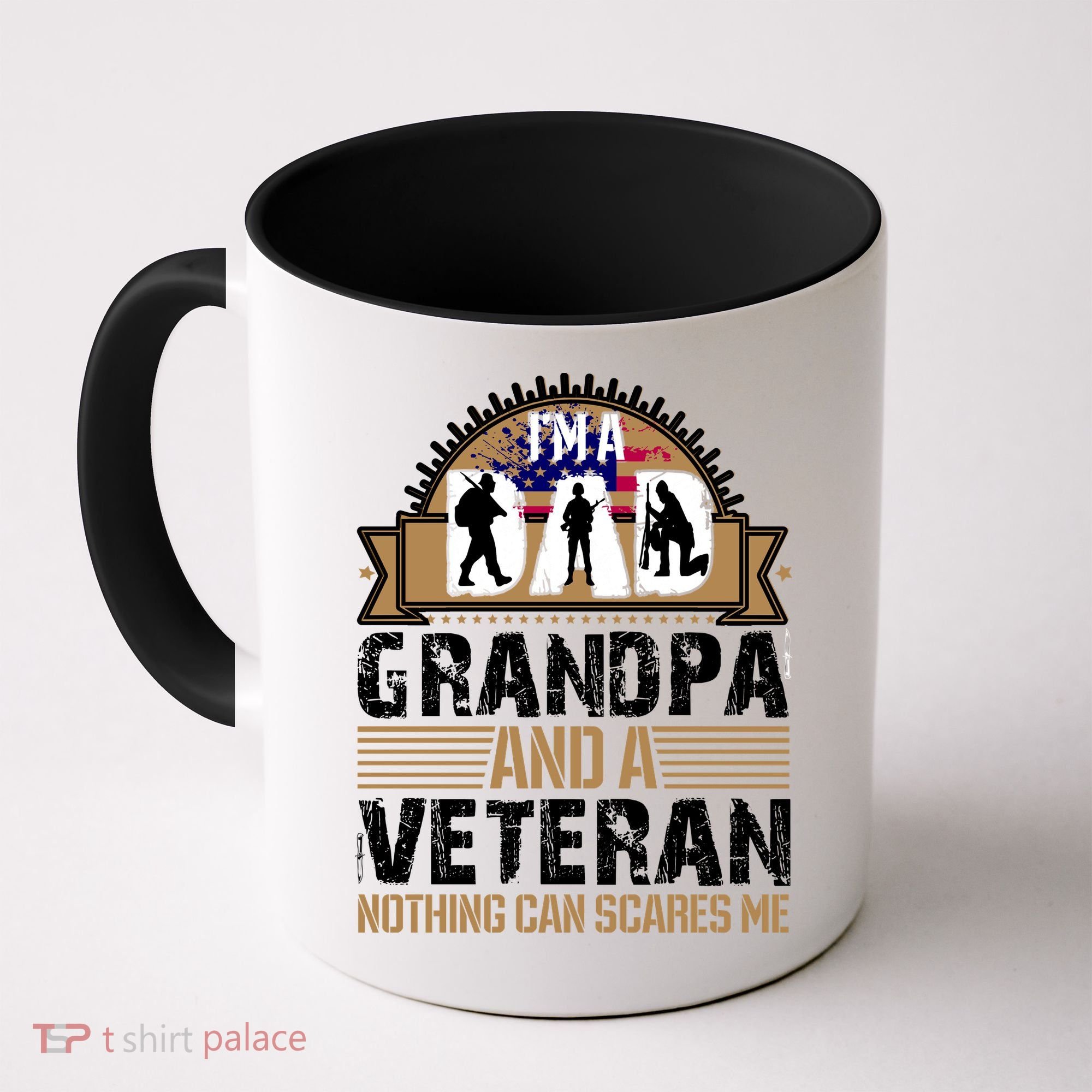I Am A Dad Grandpa And A Veteran Nothing Can Scares Me Coffee Mug