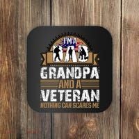 I Am A Dad Grandpa And A Veteran Nothing Can Scares Me Coaster thumb 0
