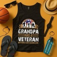 I Am A Dad Grandpa And A Veteran Nothing Can Scares Me Tank Top thumb 4