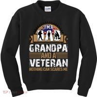 I Am A Dad Grandpa And A Veteran Nothing Can Scares Me Kids Sweatshirt thumb 0