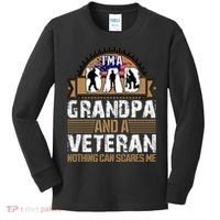 I Am A Dad Grandpa And A Veteran Nothing Can Scares Me Kids Long Sleeve Shirt thumb 0