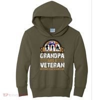 I Am A Dad Grandpa And A Veteran Nothing Can Scares Me Kids Hoodie thumb 0