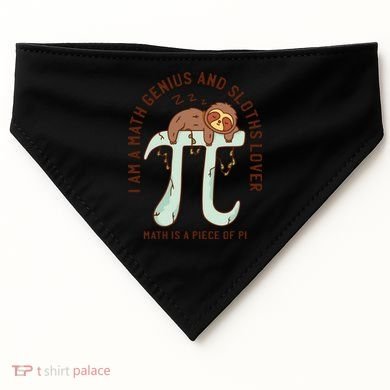 I Am A Math Genius And Sloths Lover Math Is A Piece Of Pi USA-Made Doggie Bandana