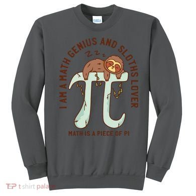 I Am A Math Genius And Sloths Lover Math Is A Piece Of Pi Sweatshirt