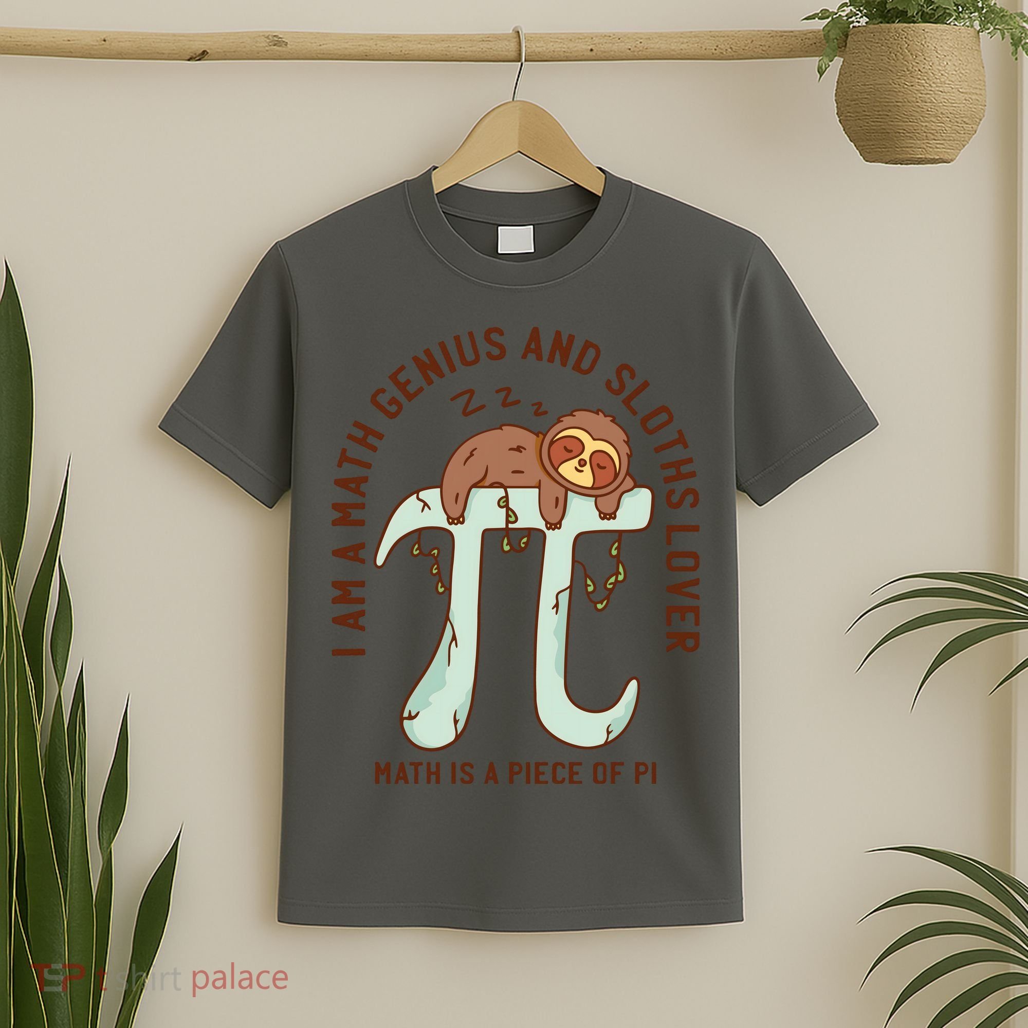 I Am A Math Genius And Sloths Lover Math Is A Piece Of Pi T-Shirt