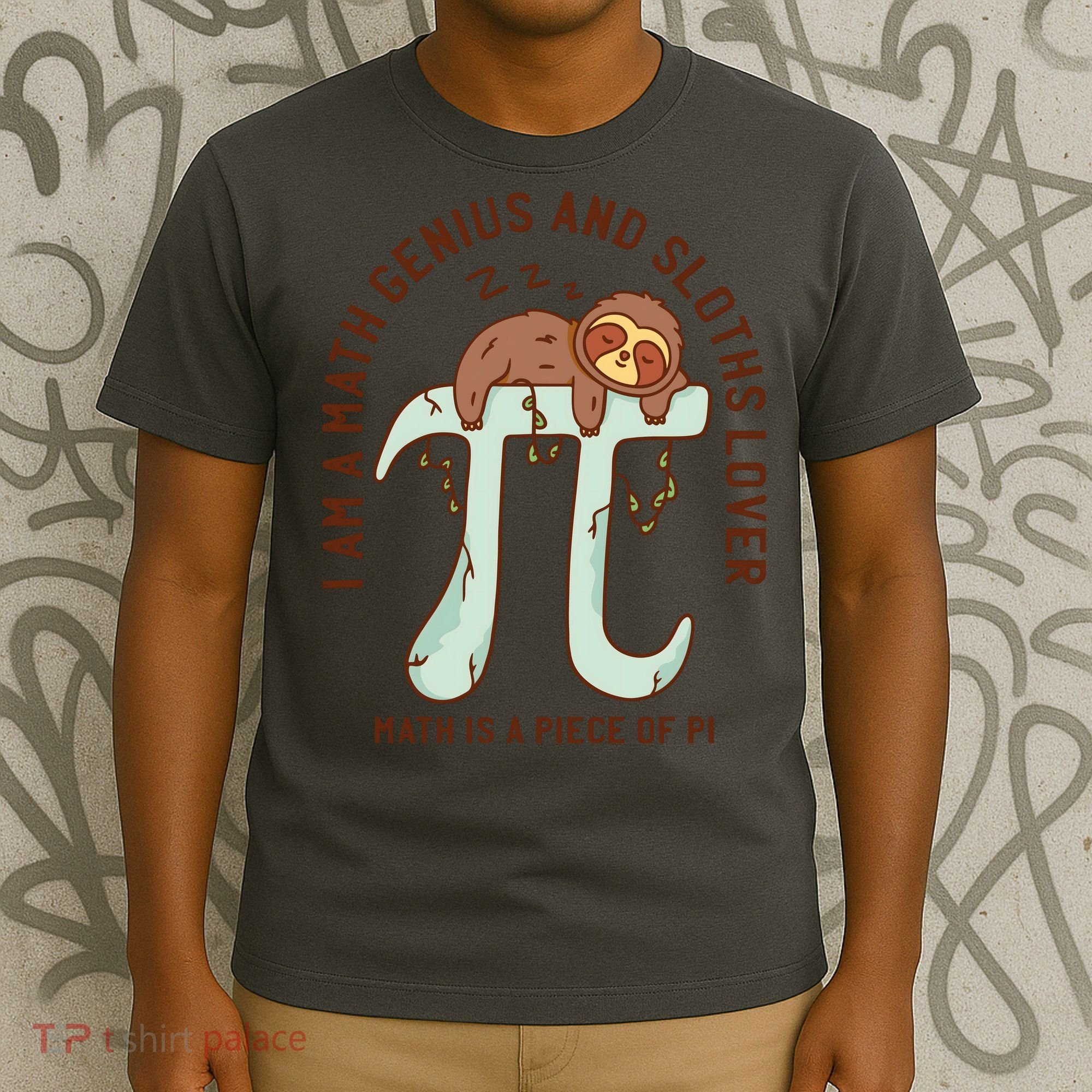 I Am A Math Genius And Sloths Lover Math Is A Piece Of Pi T-Shirt