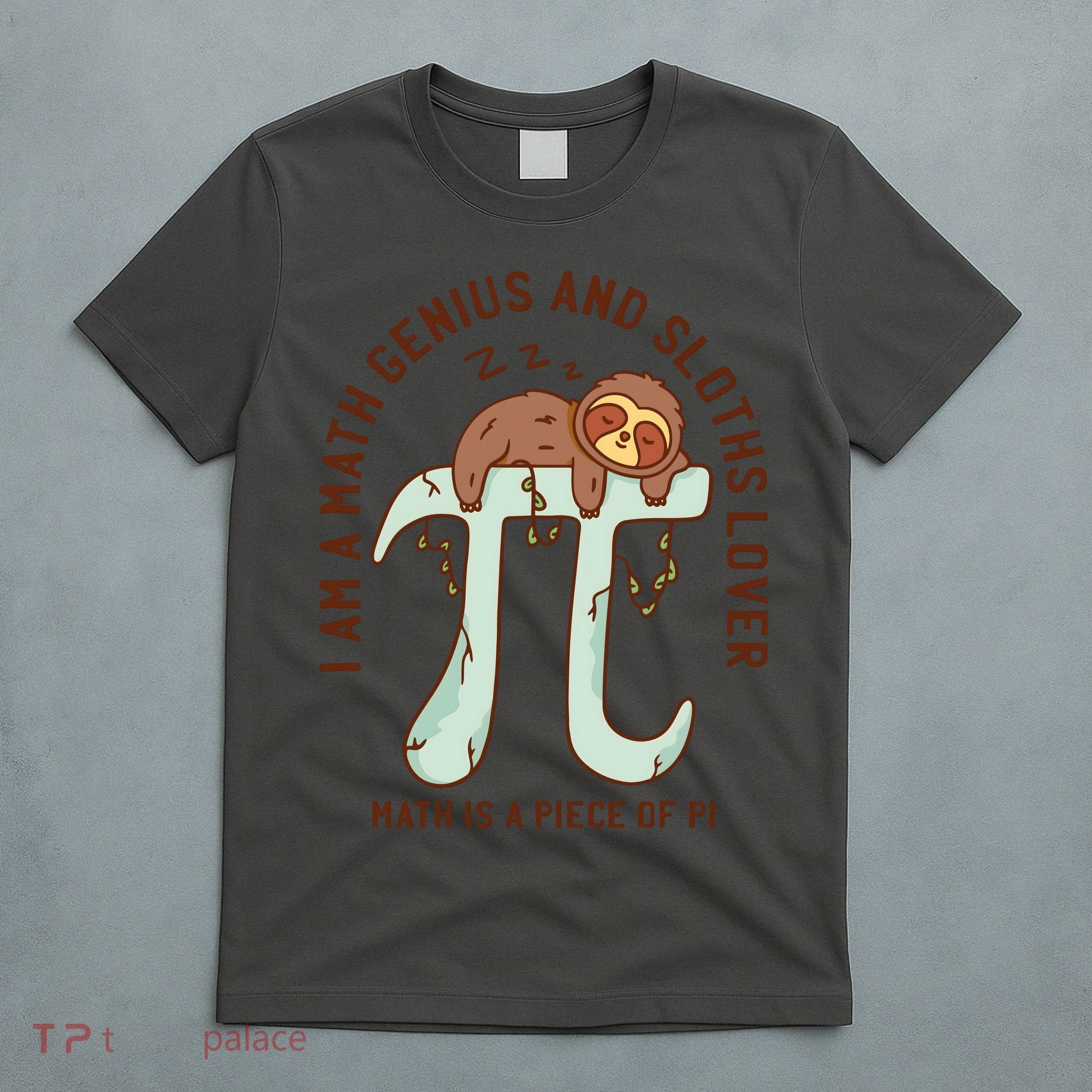I Am A Math Genius And Sloths Lover Math Is A Piece Of Pi T-Shirt
