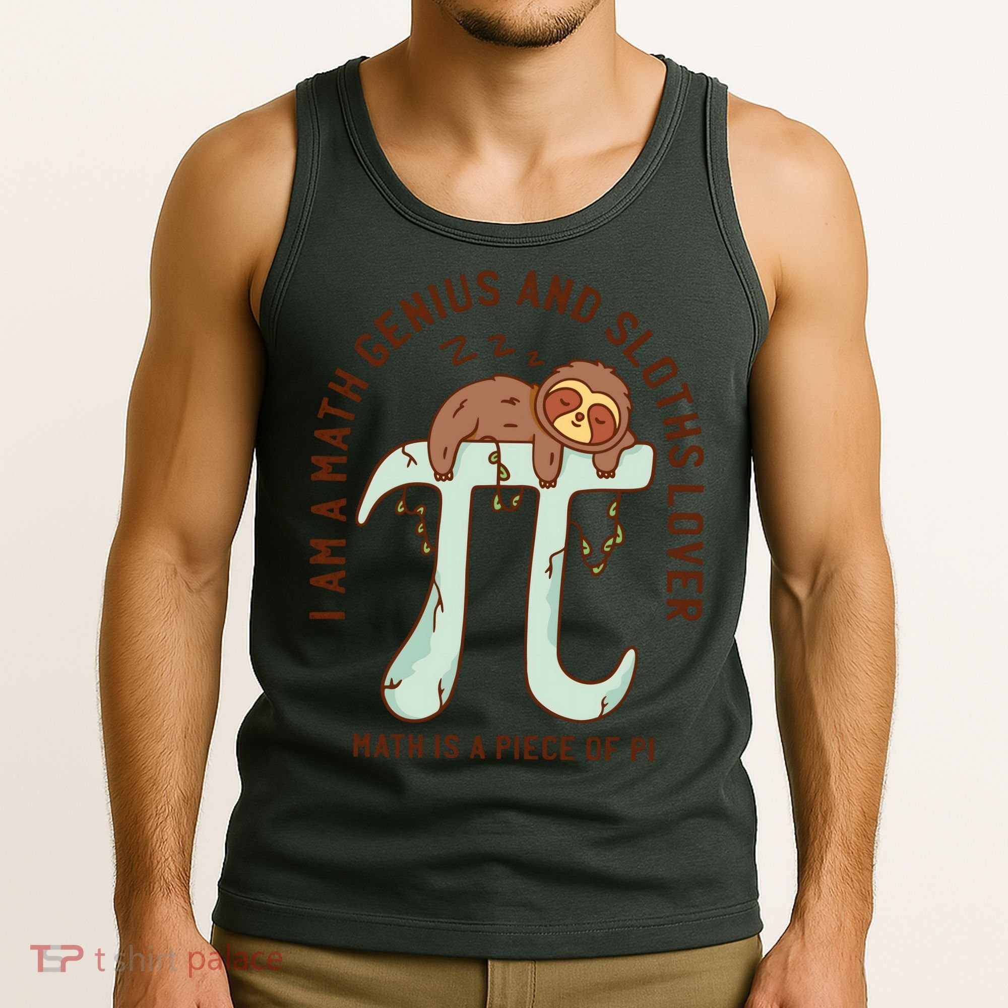 I Am A Math Genius And Sloths Lover Math Is A Piece Of Pi Tank Top