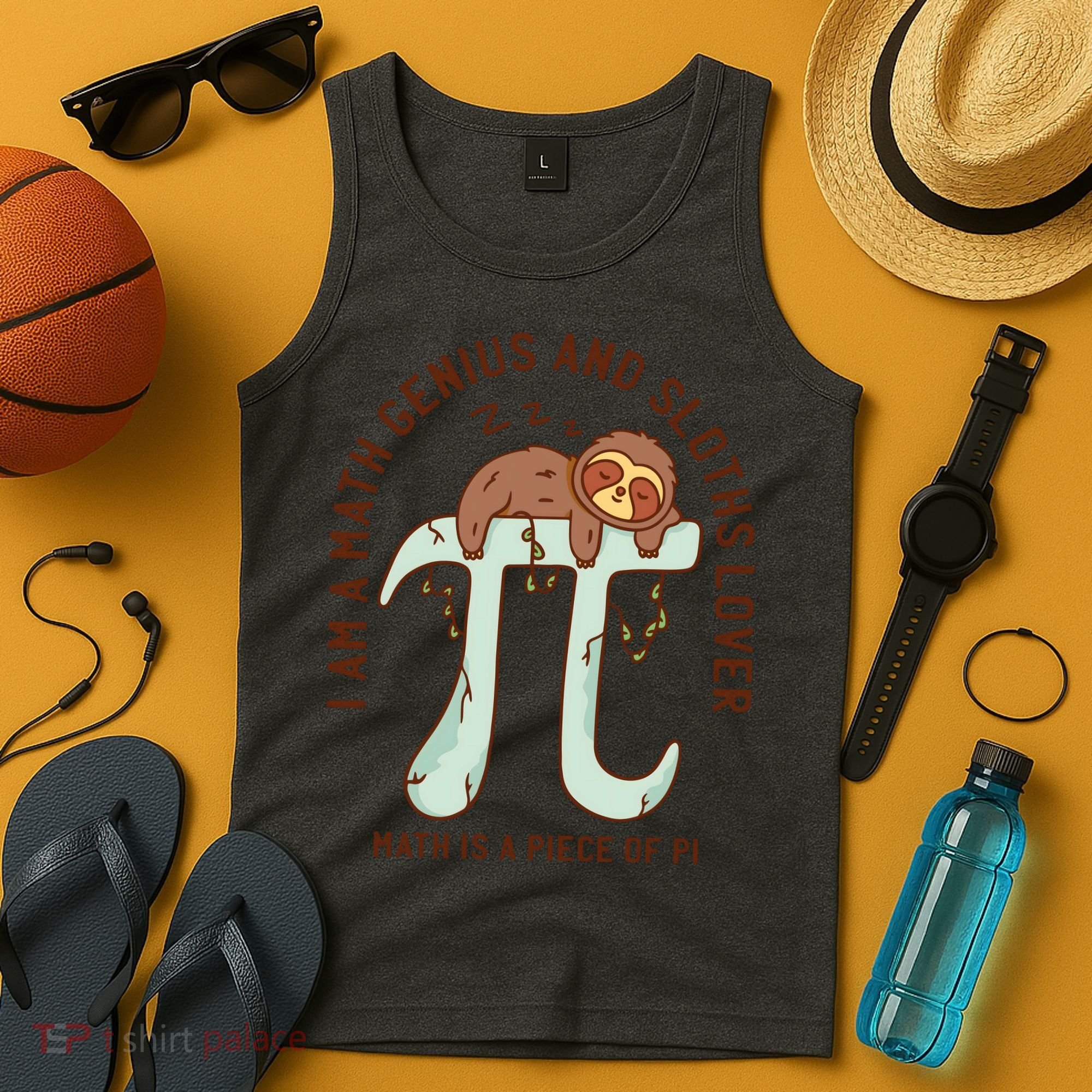 I Am A Math Genius And Sloths Lover Math Is A Piece Of Pi Tank Top