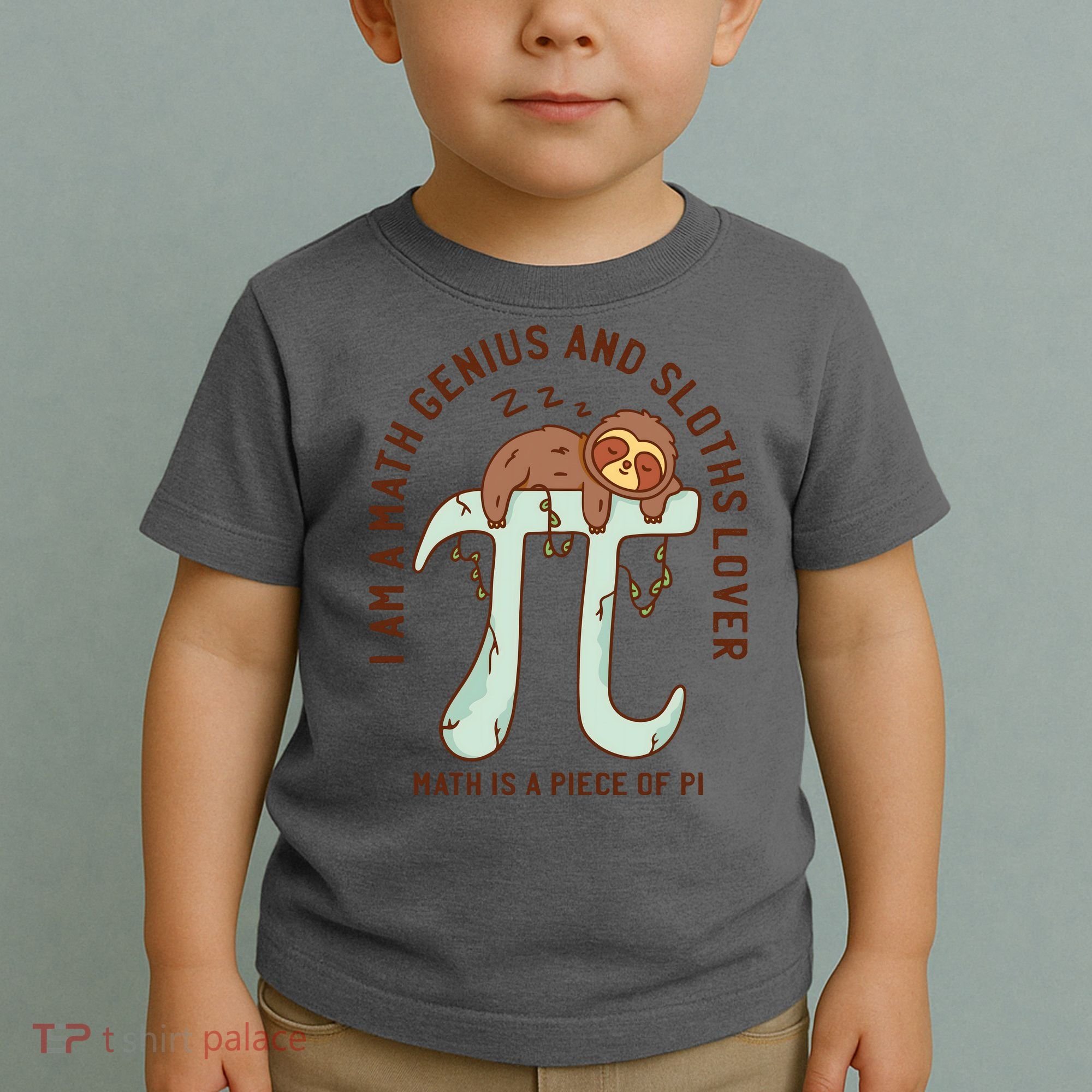 I Am A Math Genius And Sloths Lover Math Is A Piece Of Pi Toddler T-Shirt