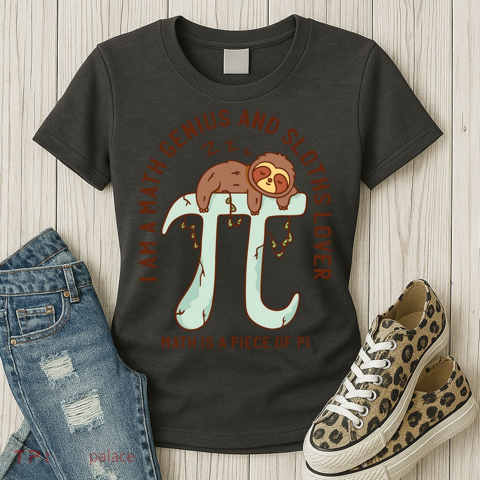 I Am A Math Genius And Sloths Lover Math Is A Piece Of Pi Women's T-Shirt