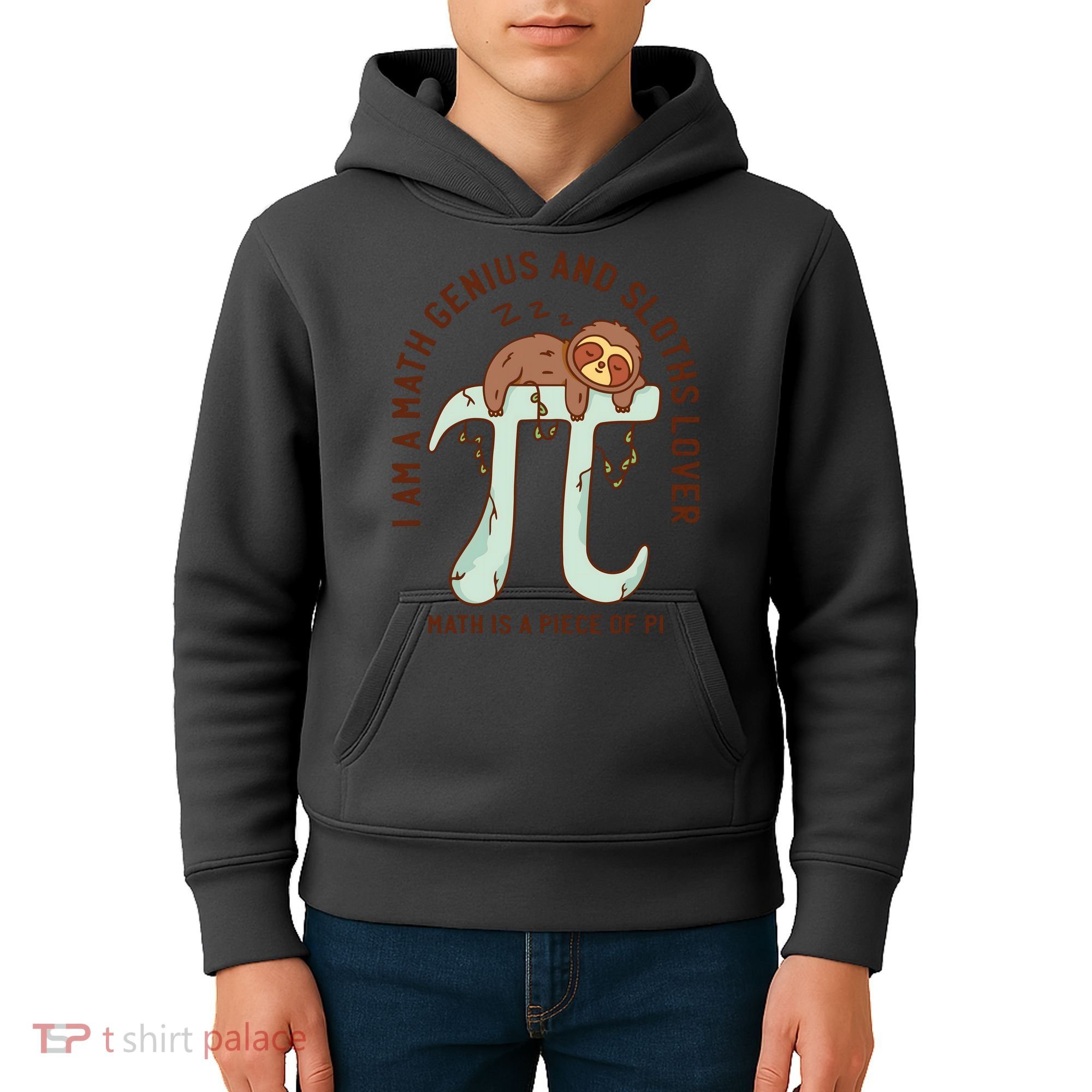 I Am A Math Genius And Sloths Lover Math Is A Piece Of Pi Kids Hoodie