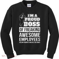 I Am A Proud Boss Of Freaking Awesome Employees Kids Sweatshirt thumb 0