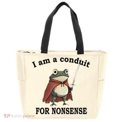 I Am A Conduit For Nonsense Funny Frog With Sword Tote Bag