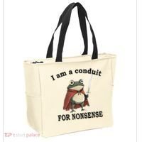 I Am A Conduit For Nonsense Funny Frog With Sword Tote Bag thumb 2
