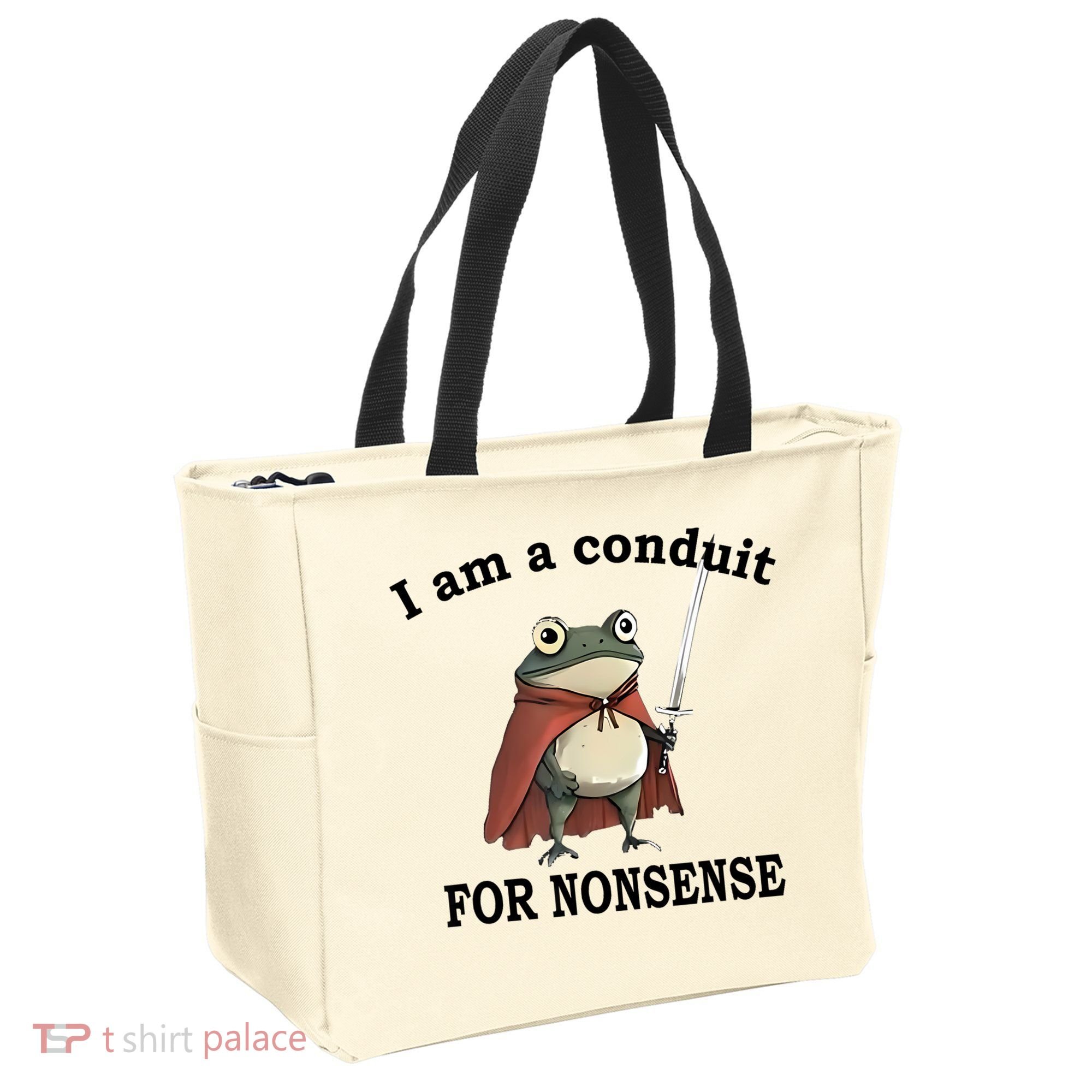 I Am A Conduit For Nonsense Funny Frog With Sword Tote Bag