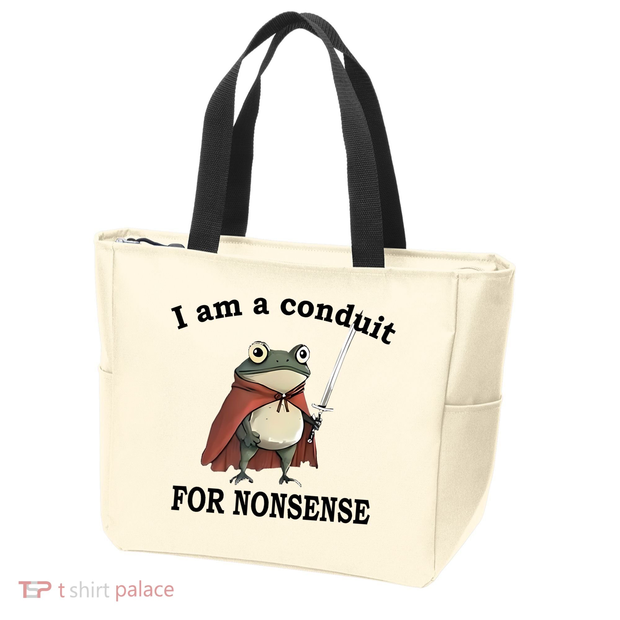 I Am A Conduit For Nonsense Funny Frog With Sword Tote Bag